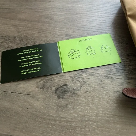 Longchamp Le Pliage Medium Nylon Shoulder Tote-Fawn with Brown Leather Handles - Picture 13 of 16